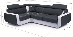 Masseno Narożnik MIRA z funkcją spania i pojemnikiem na pościel Narozniki L, Rozkładana sofa - Brązowy, INARI 23+MADRYT 912
