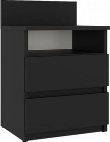 Szafka Nocna Malwa M1 | Czarna | 40x32x59 cm | Minimalizm, 2 Szuflady