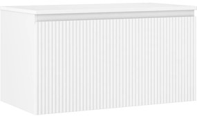 Mexen Rivel szafka łazienkowa podumywalkowa 90 cm z blatem, 1 szuflada, ryflowana , biała mat - 91A20-09047-1-BFC01