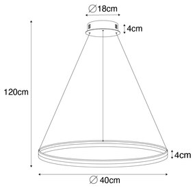 Designerska lampa wisząca brąz 40 cm z 3-stopniową regulacją ściemniania LED - Anello Nowoczesny Oswietlenie wewnetrzne