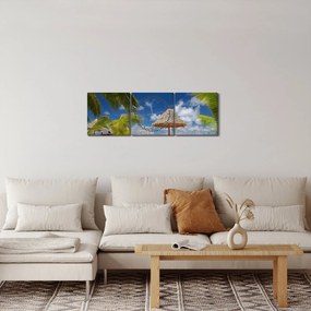 Obraz - Plaża z białym piaskiem (z zegarem) (90x30 cm)