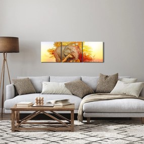 Obraz zwierząt afrykańskich (z zegarem) (90x30 cm)