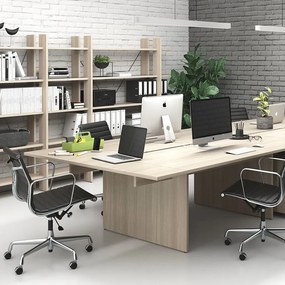Biurko double SOLID + 1x rozszerzenie blatu, 210x165 cm, dąb naturalny