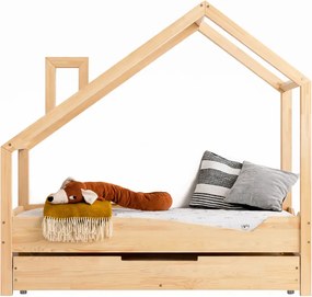 Drewniane łóżeczko dziecięce domek z szufladą Z7-W39