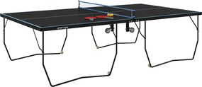 SPORTNOW Stół do Tenisa Stołowego, Składany, 8 Kółek, Rama Malowana Proszkowo, MDF, 274 x 152,5 x 76 cm, Czarny