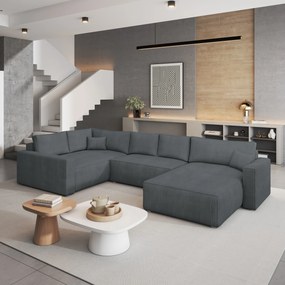 Masseno Narożnik VELAMI z funkcją spania i pojemnikiem na pościel Narozniki U, Rozkładana sofa - Szary, POSO 60