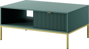 Stolik kawowy: 1 szuflada, Labrador, stelaż złoty, 104 x 46 x 68 cm, uchwyty złote