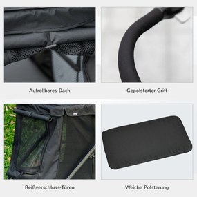 Outsunny Wózek dla Psa z Poduszką 3 Kieszenie Składany do 20kg Czarny | Aosom PL