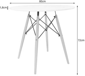 Zestaw biały stół kuchenny 80 cm z 4 krzesłami - Nadikos 5X 12 kolorów