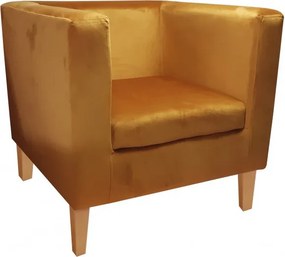 Fotel Monaco tkanina Welur : Kolor nogi - Drewno, Kolor tkaniny - VELVET - MG15, Wysokość nogi - 20 cm