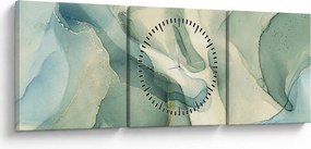 Obraz - Atramentowa abstracja (z zegarem) (90x30 cm)