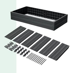 Prosperplast Podwyższona grządka WOODY 149x75,6x25cm, antracytowa
