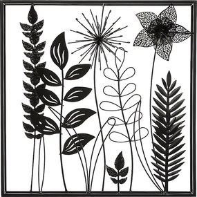 Ozdoba Ścienna Liście z Metalu Czarnego 40 x 40 cm