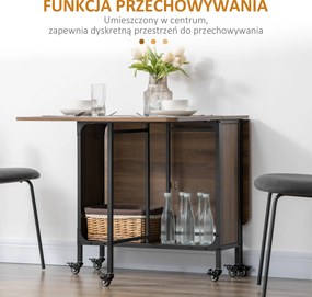 HOMCOM Mobilny Składany Stół, 2 Rozkładane Powierzchnie, 130 cm x 80 cm x 74 cm, Brązowy