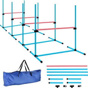 PawHut Zestaw Agility dla psa 4-częściowy regulowana wysokość wyposażenie Agility z 4 przeszkodami torba transportowa 99 x 65 x 94 cm Jasnoniebieski | Aosom PL
