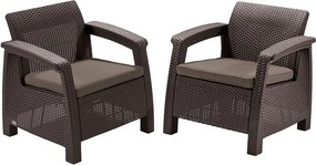 Zestaw ogrodowy foteli CORFU brązowe + szaro-brązowe poduszk