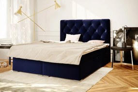 Łóżko kontynentalne INTENSO 160x200 czarne velvet z pojemnikiem LAVERTO