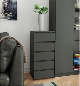 Komoda AKORD CL5 Grafit Szary 40 cm 5 szuflad kolor Grafit Szary mat 40x35x92 cm