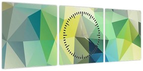 Obraz abstrakcji geometrycznej (z zegarem) (90x30 cm)