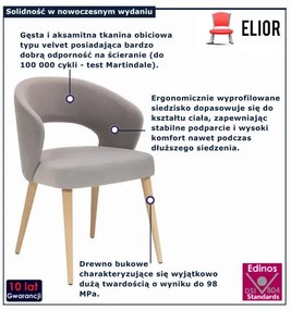 Szare krzesło na bukowych nogach S1-K45