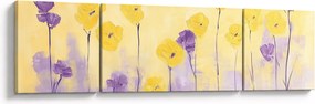 Obraz - Fioletowe i żółte kwiatuszki (170x50 cm)
