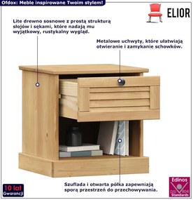 Szafka nocna z drewna sosnowego z szufladą F3-G36