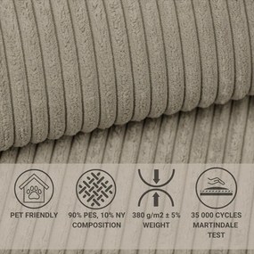 Beżowy sztruksowy rozkładany/ze schowkiem narożnik (lewostronny/w kształcie litery L) Tonga – Maison de Rêve