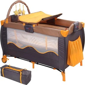 Łóżeczko turystyczne podróżne pomarańczowo-szare