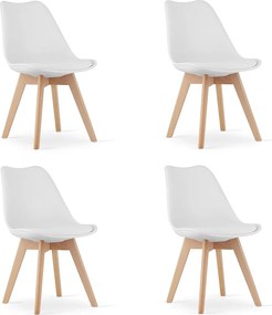 Krzesła Valora RIKX białe z poduszką i drewnianymi nogami x4