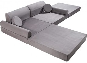 Velvet sofa dziecięca, szara - meowbaby®