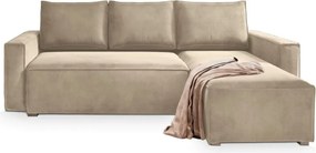 PROMOCJA Beżowa rozkładana narożna sofa CAVELO, dwustronna II. jakość