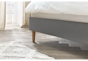 Antracytowe tapicerowane łóżko dwuosobowe ze stelażem 180x200 cm Sary – Bobochic Paris