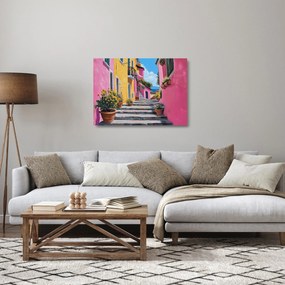 Obraz na szkle - Różowa uliczka (70x50 cm)