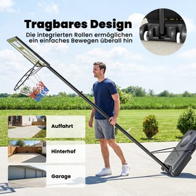 SPORTNOW Kosz do koszykówki na zewnątrz 135-305 cm szybko regulowany stojak z nietłukącą się tablicą 110x70 cm 2 kółka | Aosom PL