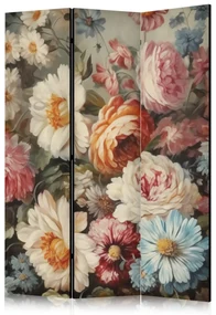 Parawan dwustronny Kwiaty 135x172 cm 3-częściowy beżowy ARTGEIST B