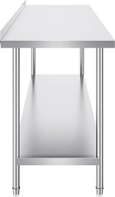 Stół Pracy Kuchnia SucceBuy, 61 x 182,9 cm, Stół do Przygotowywania Jedzenia, do Przygotowywania w Kuchni, w Restauracji i w Warsztacie