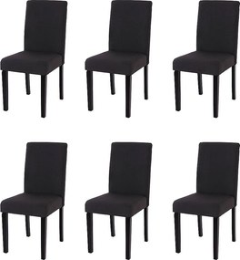 Krzesło do jadalni Littau (zestaw 6 sztuk), tekstylny, czarny, ciemne nogi