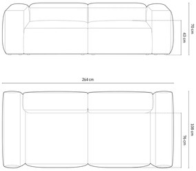 Ciemnoszara sofa 264 cm Bergano – Cosmopolitan Design