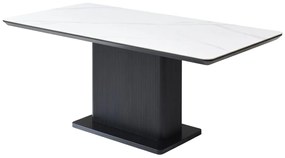 Stół do jadalni dla 6 osób z ceramiki i MDF - Efekt białego marmuru i Czarny - LAOMINIA