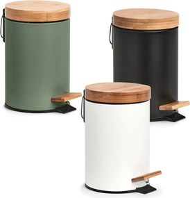 Kosz łazienkowy z metalu i bambusa, Ø 16,8 cm