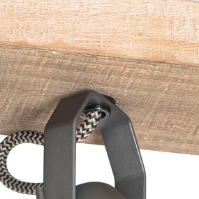 Rustykalny reflektor czarny z drewnem 4-światła regulowany - Jelle