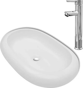 Owalna umywalka nablatowa z baterią D5-A54