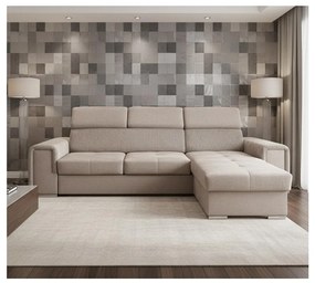 Uniwersalny narożnik rozkładany w kształcie L z pojemnikiem SALVADA beżowy