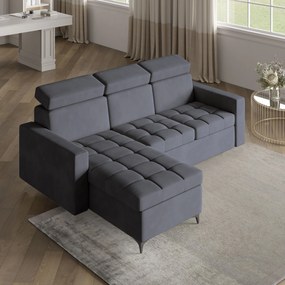Masseno Narożnik KAME z funkcją spania i pojemnikiem na pościel Narozniki L, Rozkładana sofa - Szary, PAROS 06