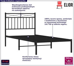 Czarne Metalowe Łóżko Industrialne 100X200 Cm Gerva 3X