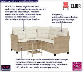 Narożna sofa ogrodowa i stolik beżowy - Ognis