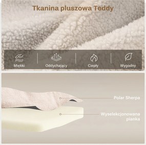 HOMCOM Sofa rozkładana 2-osobowa, sofa welurowa, funkcja spania, w zestawie 2 poduszki, wygląd weluru, Naturalny + Beżowy + Czarny | Aosom PL