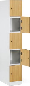 Szafka skrytkowa S1, 5 schowków, 1850 x 300 x 500 mm, zamek mechaniczny z kodem, drzwi laminowane, brzoza