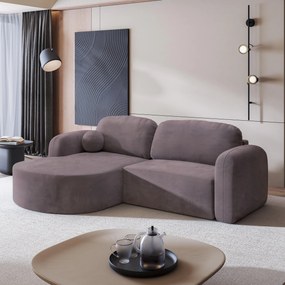 Masseno Narożnik AMILIA z funkcją spania i pojemnikiem na pościel Narozniki L, Rozkładana sofa - Wrzosowy, MONOLITH 62