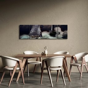 Obraz - Statek płynący przez wzburzone fale (170x50 cm)